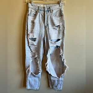 Woman’s Distressed Classic Mom Jeans by SONG